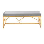 Glam Metal Upholstered Bench - 2 Seater (White/Black/Grey)