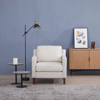 Sedona Modern Accent Chair, Faux Linen / Vegan Leather Armchair