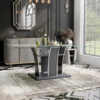 Modern 72-inch Glass Top Wood Dining Table