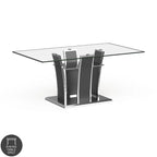 Modern 72-inch Glass Top Wood Dining Table