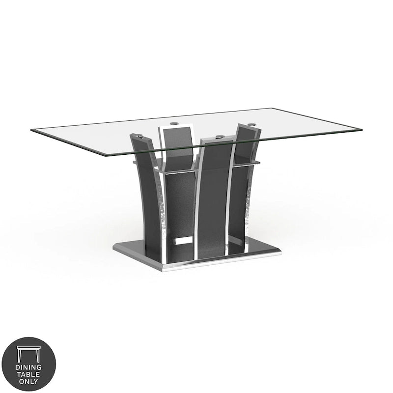 Modern 72-inch Glass Top Wood Dining Table