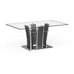 Modern 72-inch Glass Top Wood Dining Table