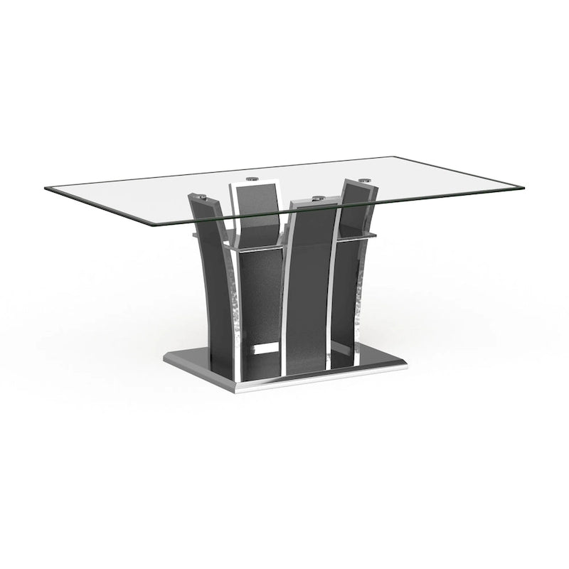 Modern 72-inch Glass Top Wood Dining Table