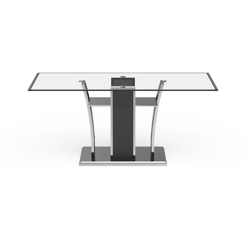 Modern 72-inch Glass Top Wood Dining Table