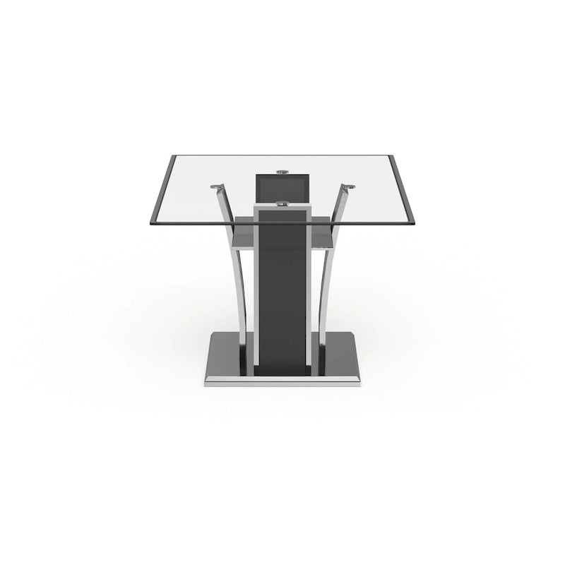 Modern 72-inch Glass Top Wood Dining Table