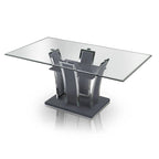 Modern 72-inch Glass Top Wood Dining Table