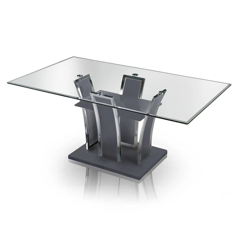 Modern 72-inch Glass Top Wood Dining Table