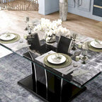 Modern 72-inch Glass Top Wood Dining Table