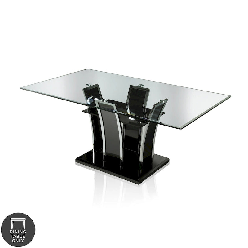 Modern 72-inch Glass Top Wood Dining Table