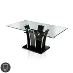Modern 72-inch Glass Top Wood Dining Table