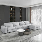 Modern Modular Down Sectional Sofa,Light Grey/Dark Blue
