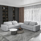 Modern Modular Down Sectional Sofa,Light Grey/Dark Blue