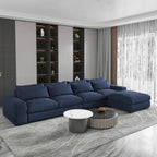 Modern Modular Down Sectional Sofa,Light Grey/Dark Blue