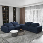 Modern Modular Down Sectional Sofa,Light Grey/Dark Blue