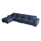 Modern Modular Down Sectional Sofa,Light Grey/Dark Blue