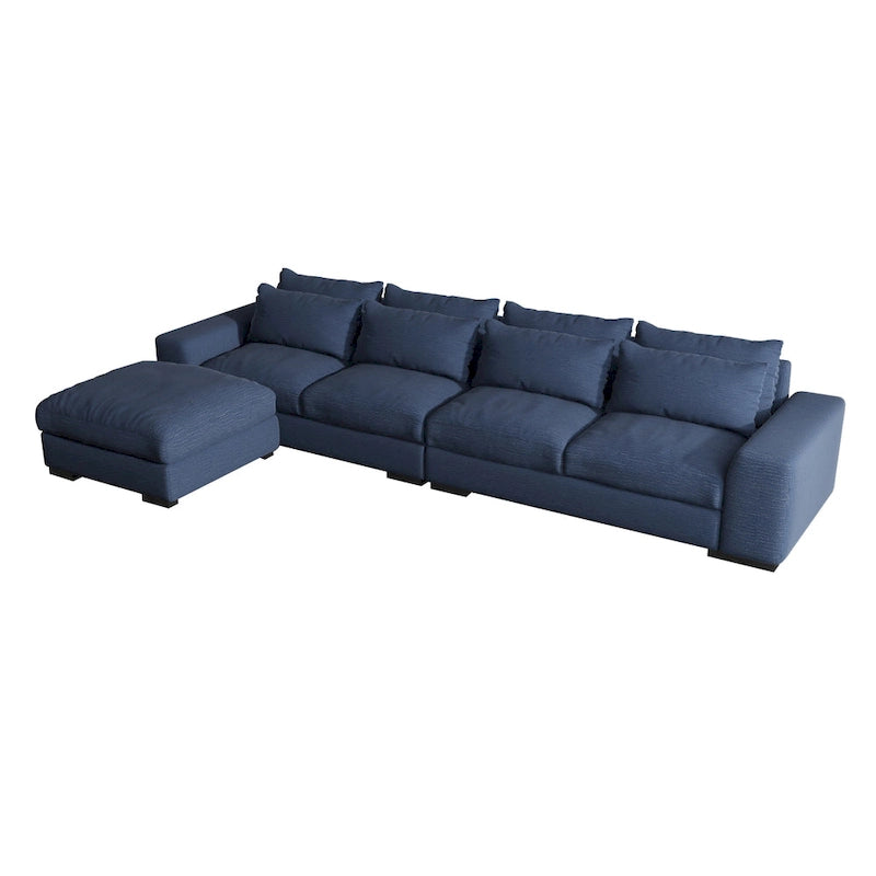 Modern Modular Down Sectional Sofa,Light Grey/Dark Blue