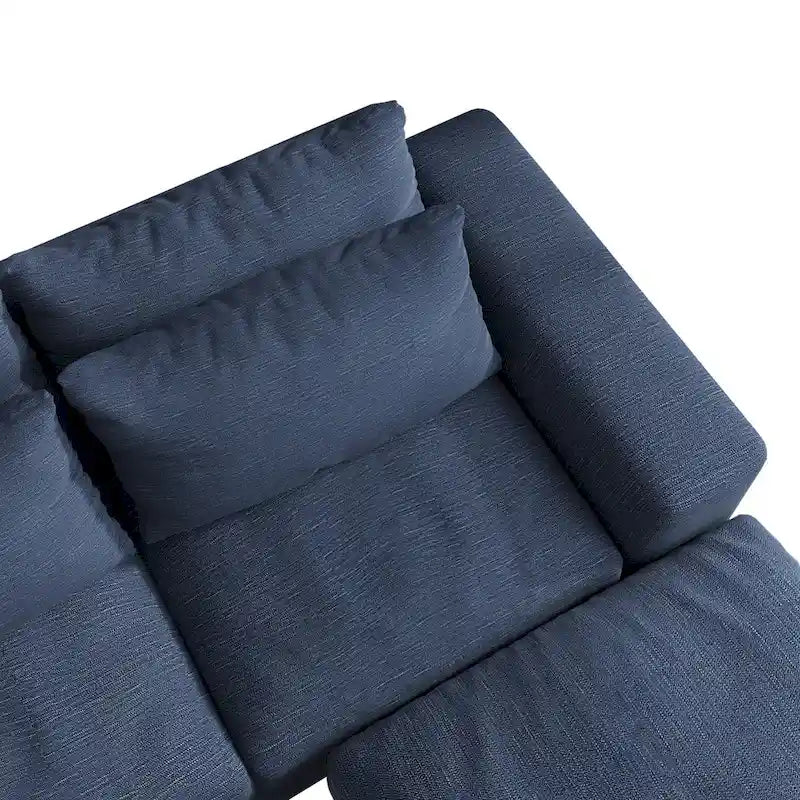 Modern Modular Down Sectional Sofa,Light Grey/Dark Blue