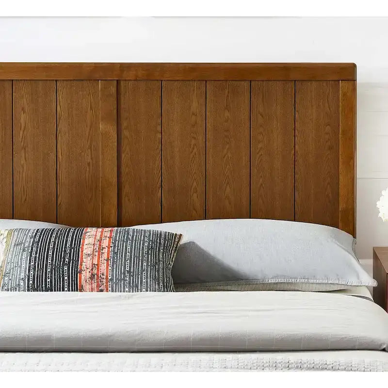 Country Style King Size Walnut Wooden Headboard