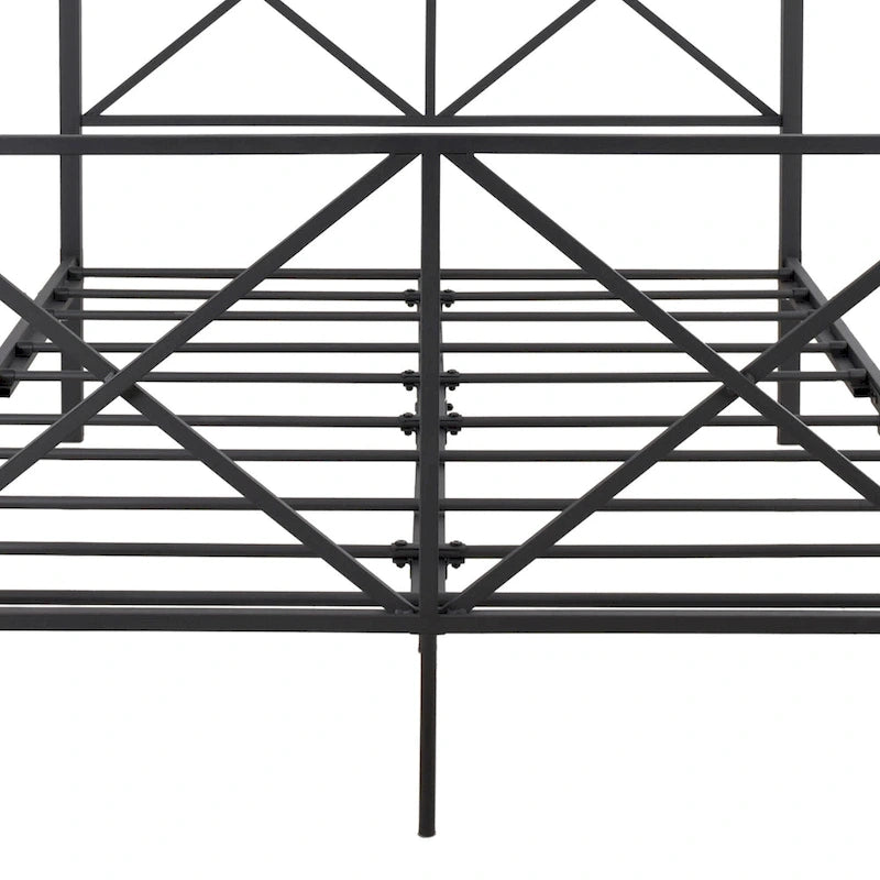Metal Canopy Bed Frame Platform with X Shaped