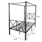 Metal Canopy Bed Frame Platform with X Shaped