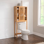 Natural Bamboo Over-Toilet Storage Cabinet with Sliding Doors