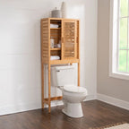 Natural Bamboo Over-Toilet Storage Cabinet with Sliding Doors