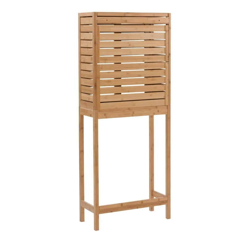 Natural Bamboo Over-Toilet Storage Cabinet with Sliding Doors