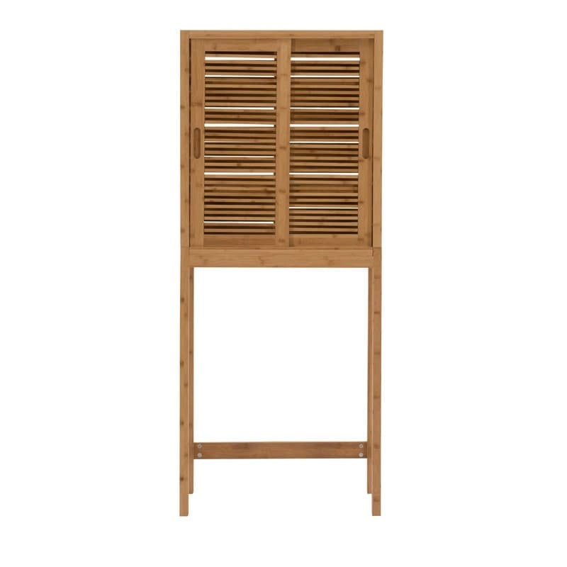 Natural Bamboo Over-Toilet Storage Cabinet with Sliding Doors