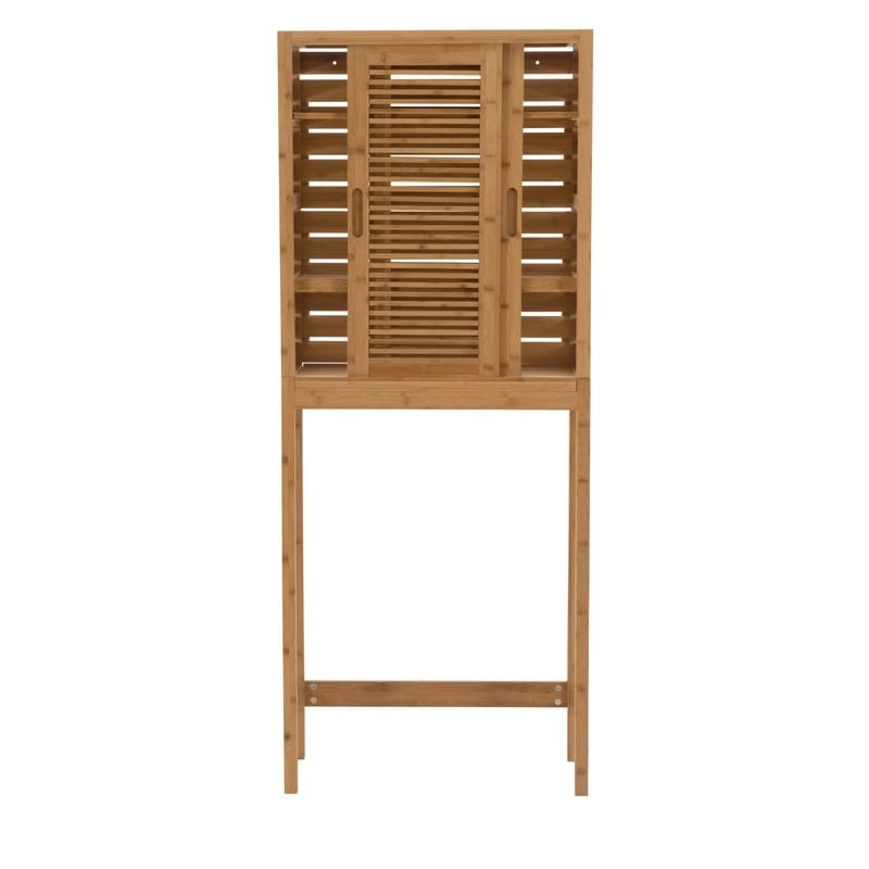 Natural Bamboo Over-Toilet Storage Cabinet with Sliding Doors