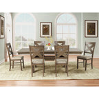 7-Piece Extendable Dining Set, Glazed Pine Brown, Seats 6-8