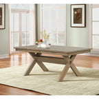 Wooden Extendable Dining Table (with Extension Leaf) — Glazed Pine Brown