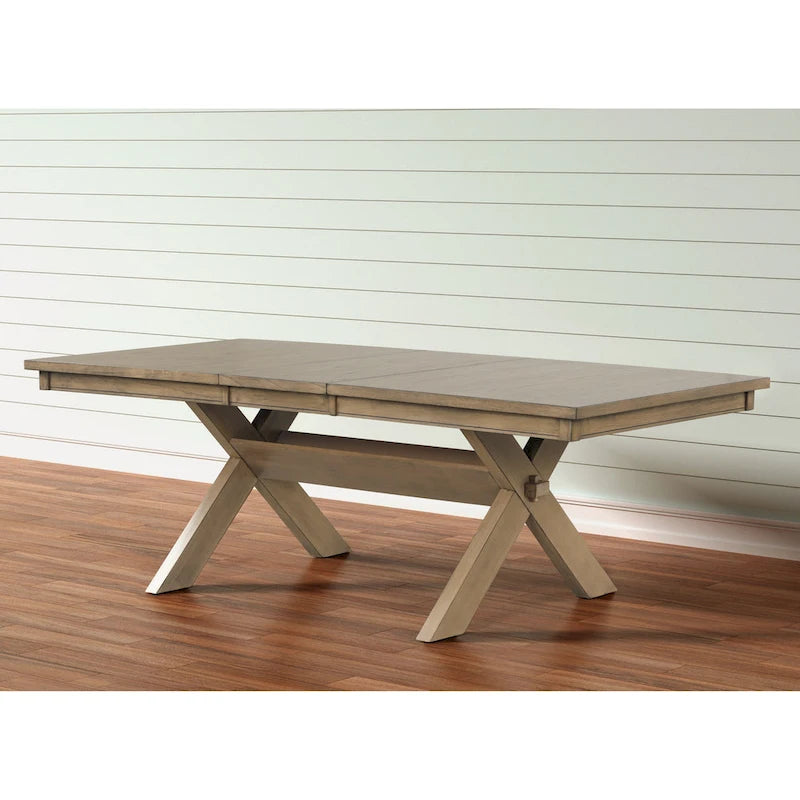 Wooden Extendable Dining Table (with Extension Leaf) — Glazed Pine Brown