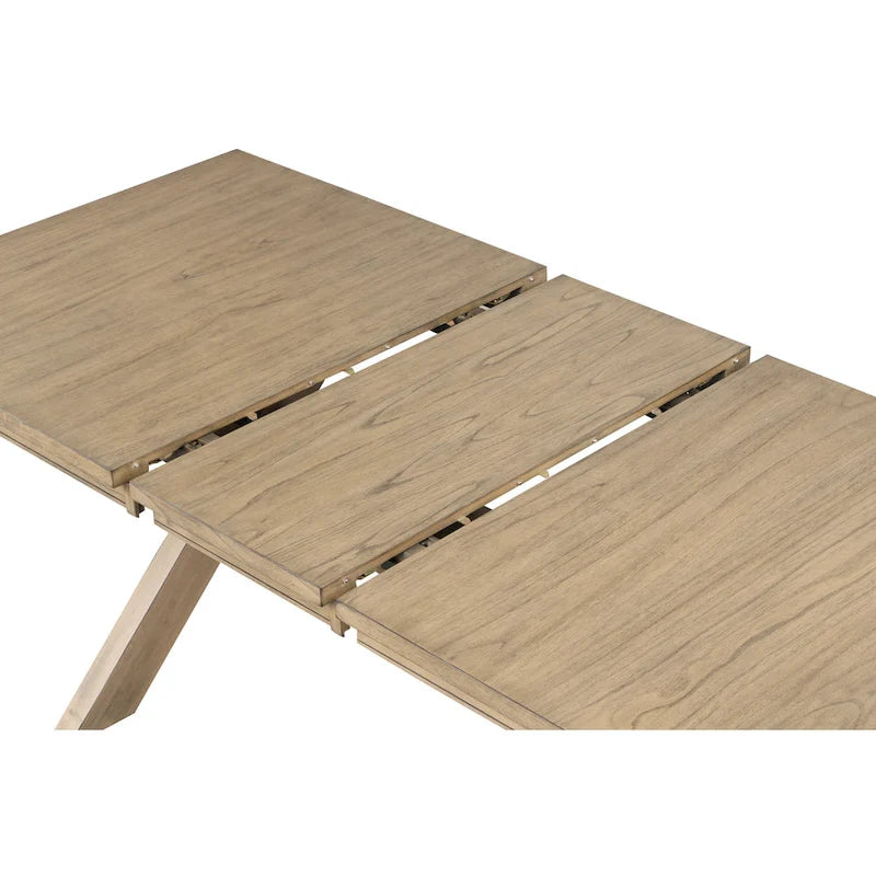 Wooden Extendable Dining Table (with Extension Leaf) — Glazed Pine Brown