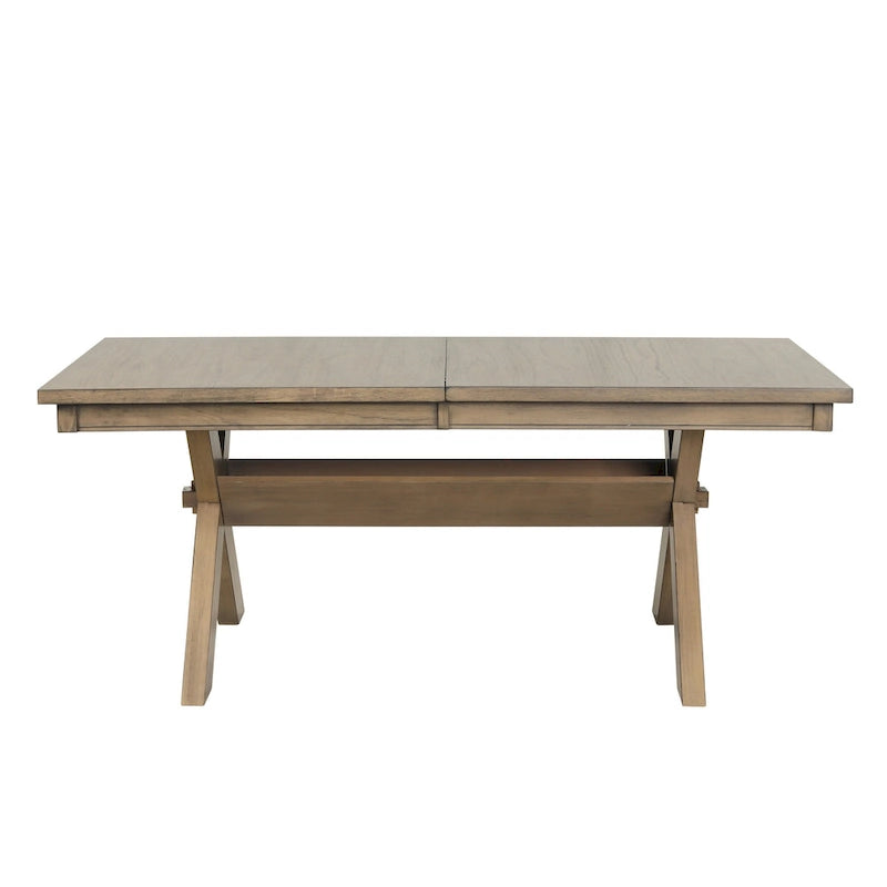 Wooden Extendable Dining Table (with Extension Leaf) — Glazed Pine Brown