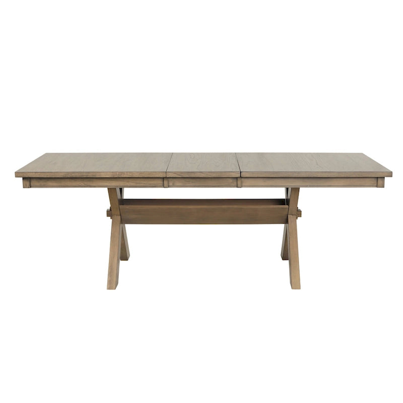 Wooden Extendable Dining Table (with Extension Leaf) — Glazed Pine Brown