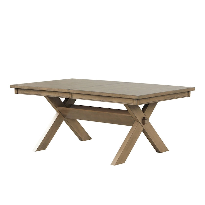 Wooden Extendable Dining Table (with Extension Leaf) — Glazed Pine Brown