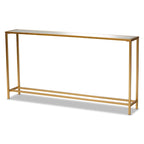 Gold Finished Metal and Mirrored Glass Console Table