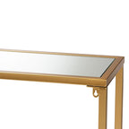 Gold Finished Metal and Mirrored Glass Console Table