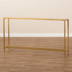 Gold Finished Metal and Mirrored Glass Console Table
