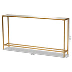Gold Finished Metal and Mirrored Glass Console Table