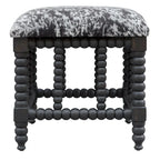 Faux Cow Hide Bench - Charcoal Grey & White - Matte Black Base