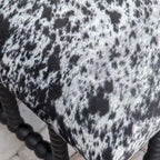 Faux Cow Hide Bench - Charcoal Grey & White - Matte Black Base
