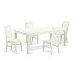 Linen White Rectangle Dining Table Set with Wood Chairs (5/7/9 Piece)
