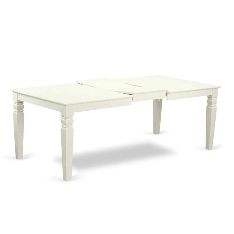 Linen White Rectangle Dining Table Set with Wood Chairs (5/7/9 Piece)