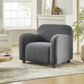 35-Inch Wide Tweed Upholstered "Teddy-Style" Accent Chair (Solid Wood Legs)