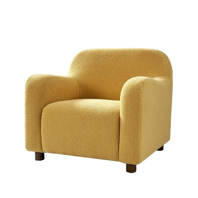 35-Inch Wide Tweed Upholstered "Teddy-Style" Accent Chair (Solid Wood Legs)