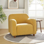 35-Inch Wide Tweed Upholstered "Teddy-Style" Accent Chair (Solid Wood Legs)