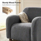 35-Inch Wide Tweed Upholstered "Teddy-Style" Accent Chair (Solid Wood Legs)