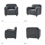 35-Inch Wide Tweed Upholstered "Teddy-Style" Accent Chair (Solid Wood Legs)