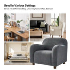 35-Inch Wide Tweed Upholstered "Teddy-Style" Accent Chair (Solid Wood Legs)